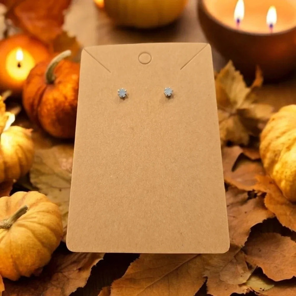 Gold Plated Rhinestone Stud Earrings - Picture 2 of 2